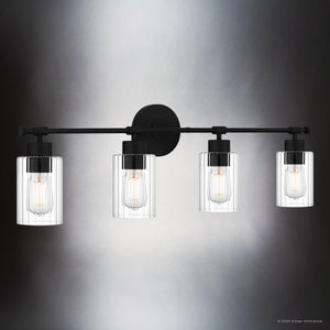 Urban Ambiance - Bath Light - UQL5292 Modern Indoor Bath Light, 10.25''H x 32.5''W x 6.25''D, Matte Black Finish, Canberra Collection - 