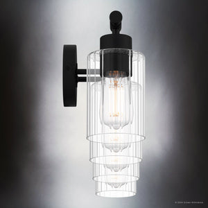 Urban Ambiance - Bath Light - UQL5292 Modern Indoor Bath Light, 10.25''H x 32.5''W x 6.25''D, Matte Black Finish, Canberra Collection - 