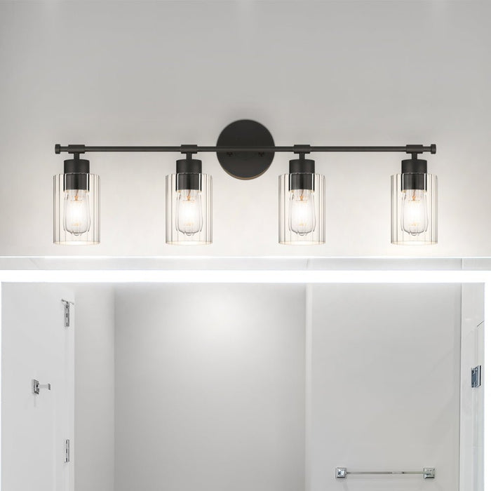 UQL5292 Modern Indoor Bath Light, 10.25''H x 32.5''W x 6.25''D, Matte Black Finish, Canberra Collection