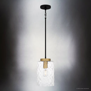 Urban Ambiance - Pendant - UQL5300 Industrial Indoor Pendant, 13.25''H x 8''W x 8''D, Matte Black Finish, Milnor Collection - 