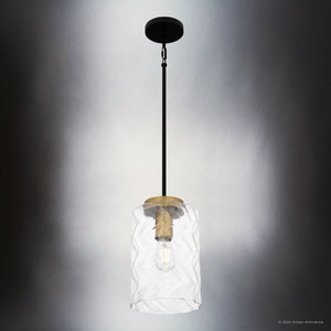 Urban Ambiance - Pendant - UQL5300 Industrial Indoor Pendant, 13.25''H x 8''W x 8''D, Matte Black Finish, Milnor Collection - 