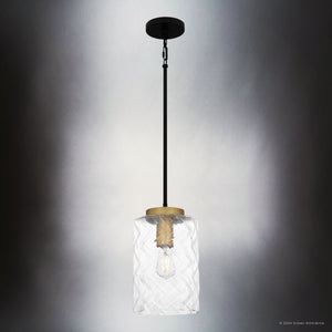 Urban Ambiance - Pendant - UQL5300 Industrial Indoor Pendant, 13.25''H x 8''W x 8''D, Matte Black Finish, Milnor Collection - 