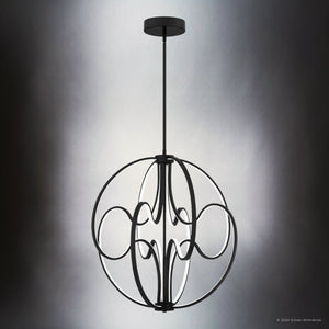 Urban Ambiance - Pendant - UQL5320 Contemporary Indoor Pendant, 26.5''H x 23.75''W x 23.75''D, Matte Black Finish, Jena Collection - 