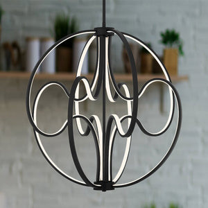 Urban Ambiance - Pendant - UQL5320 Contemporary Indoor Pendant, 26.5''H x 23.75''W x 23.75''D, Matte Black Finish, Jena Collection -