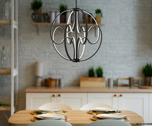 Urban Ambiance - Pendant - UQL5320 Contemporary Indoor Pendant, 26.5''H x 23.75''W x 23.75''D, Matte Black Finish, Jena Collection - 