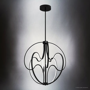 Urban Ambiance - Pendant - UQL5320 Contemporary Indoor Pendant, 26.5''H x 23.75''W x 23.75''D, Matte Black Finish, Jena Collection - 
