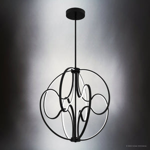 Urban Ambiance - Pendant - UQL5320 Contemporary Indoor Pendant, 26.5''H x 23.75''W x 23.75''D, Matte Black Finish, Jena Collection - 