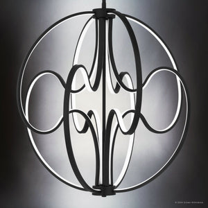 Urban Ambiance - Pendant - UQL5320 Contemporary Indoor Pendant, 26.5''H x 23.75''W x 23.75''D, Matte Black Finish, Jena Collection - 