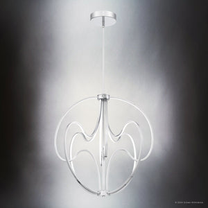 Urban Ambiance - Pendant - UQL5321 Contemporary Indoor Pendant, 26.5''H x 23.75''W x 23.75''D, Polished Chrome Finish, Jena Collection - 
