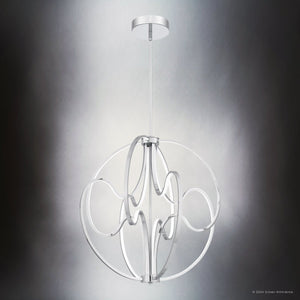 Urban Ambiance - Pendant - UQL5321 Contemporary Indoor Pendant, 26.5''H x 23.75''W x 23.75''D, Polished Chrome Finish, Jena Collection - 