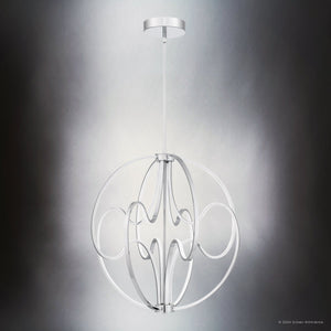 Urban Ambiance - Pendant - UQL5321 Contemporary Indoor Pendant, 26.5''H x 23.75''W x 23.75''D, Polished Chrome Finish, Jena Collection - 