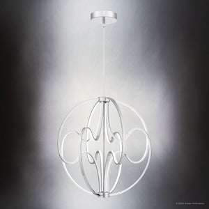 Urban Ambiance - Pendant - UQL5321 Contemporary Indoor Pendant, 26.5''H x 23.75''W x 23.75''D, Polished Chrome Finish, Jena Collection - 