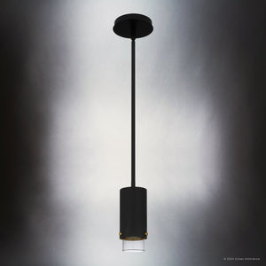 Urban Ambiance - Pendant - UQL5330 Mid - Century Modern Indoor Pendant, 8''H x 3.75''W x 3.75''D, Matte Black Finish, Rosenheim Collection - 