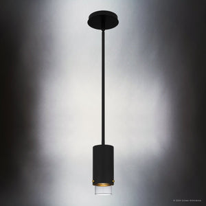 Urban Ambiance - Pendant - UQL5330 Mid - Century Modern Indoor Pendant, 8''H x 3.75''W x 3.75''D, Matte Black Finish, Rosenheim Collection - 