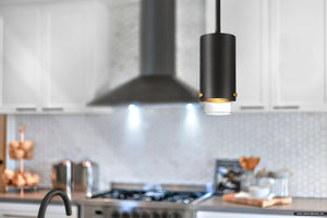 Urban Ambiance - Pendant - UQL5330 Mid - Century Modern Indoor Pendant, 8''H x 3.75''W x 3.75''D, Matte Black Finish, Rosenheim Collection - 