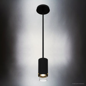 Urban Ambiance - Pendant - UQL5330 Mid - Century Modern Indoor Pendant, 8''H x 3.75''W x 3.75''D, Matte Black Finish, Rosenheim Collection - 