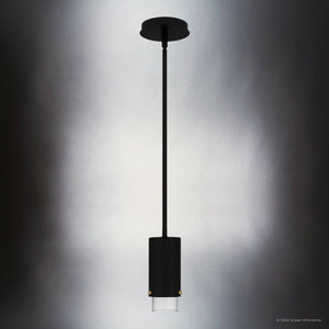 Urban Ambiance - Pendant - UQL5330 Mid - Century Modern Indoor Pendant, 8''H x 3.75''W x 3.75''D, Matte Black Finish, Rosenheim Collection - 