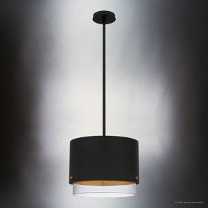 Urban Ambiance - Pendant - UQL5331 Mid - Century Modern Indoor Pendant, 11.5''H x 14.5''W x 14.5''D, Matte Black Finish, Rosenheim Collection - 