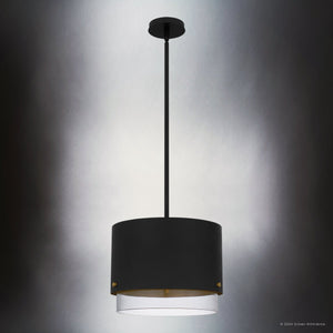 Urban Ambiance - Pendant - UQL5331 Mid - Century Modern Indoor Pendant, 11.5''H x 14.5''W x 14.5''D, Matte Black Finish, Rosenheim Collection - 