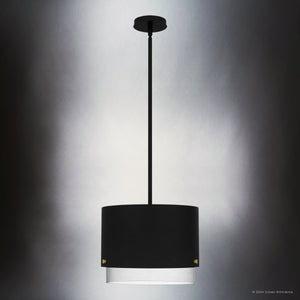 Urban Ambiance - Pendant - UQL5331 Mid - Century Modern Indoor Pendant, 11.5''H x 14.5''W x 14.5''D, Matte Black Finish, Rosenheim Collection - 