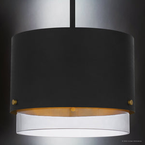 Urban Ambiance - Pendant - UQL5331 Mid - Century Modern Indoor Pendant, 11.5''H x 14.5''W x 14.5''D, Matte Black Finish, Rosenheim Collection - 