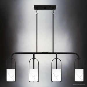 Urban Ambiance - Chandelier - UQL5350 Mid - Century Modern Indoor Chandelier, 15''H x 37.25''W x 5.25''D, Matte Black Finish, Kempten Collection - 