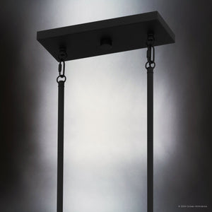 Urban Ambiance - Chandelier - UQL5350 Mid - Century Modern Indoor Chandelier, 15''H x 37.25''W x 5.25''D, Matte Black Finish, Kempten Collection - 