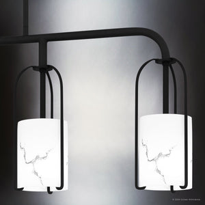 Urban Ambiance - Chandelier - UQL5350 Mid - Century Modern Indoor Chandelier, 15''H x 37.25''W x 5.25''D, Matte Black Finish, Kempten Collection - 