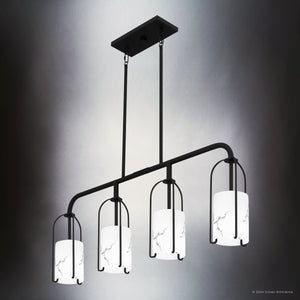 Urban Ambiance - Chandelier - UQL5350 Mid - Century Modern Indoor Chandelier, 15''H x 37.25''W x 5.25''D, Matte Black Finish, Kempten Collection - 