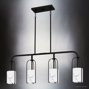 Urban Ambiance - Chandelier - UQL5350 Mid - Century Modern Indoor Chandelier, 15''H x 37.25''W x 5.25''D, Matte Black Finish, Kempten Collection - 