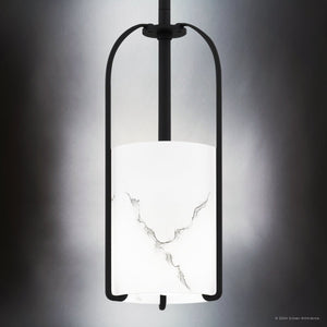 Urban Ambiance - Pendant - UQL5351 Mid - Century Modern Indoor Pendant, 11.75''H x 5.25''W x 5.25''D, Matte Black Finish, Kempten Collection - 