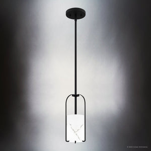 Urban Ambiance - Pendant - UQL5351 Mid - Century Modern Indoor Pendant, 11.75''H x 5.25''W x 5.25''D, Matte Black Finish, Kempten Collection - 