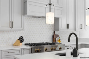 Urban Ambiance - Pendant - UQL5351 Mid - Century Modern Indoor Pendant, 11.75''H x 5.25''W x 5.25''D, Matte Black Finish, Kempten Collection - 
