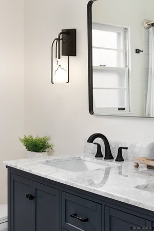Urban Ambiance - Wall Sconce - UQL5352 Transitional Indoor Wall Sconce, 13.5''H x 4.5''W x 6.5''D, Matte Black Finish, Kempten Collection - 