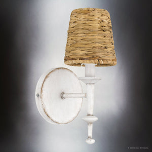Urban Ambiance - Wall Sconce - UQL5361 Bohemian Indoor Wall Sconce, 11.5''H x 5''W x 6.5''D, Antique White Finish, Norwich Collection - 