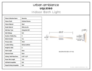 Urban Ambiance - Bath Light - UQL5380 Contemporary Indoor Bath Light, 4.75''H x 23.5''W x 4.25''D, Polished Chrome Finish, Waverley Collection - 