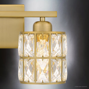 Urban Ambiance - Bath Light - UQL5400 Glam Indoor Bath Light, 8''H x 13''W x 6.25''D, Aged Brass Finish, Casselton Collection - 