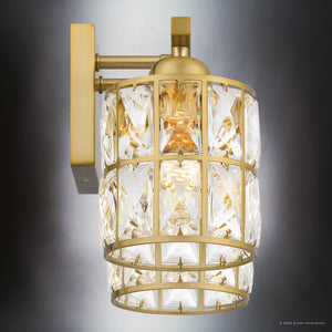 Urban Ambiance - Bath Light - UQL5400 Glam Indoor Bath Light, 8''H x 13''W x 6.25''D, Aged Brass Finish, Casselton Collection - 