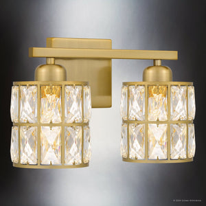 Urban Ambiance - Bath Light - UQL5400 Glam Indoor Bath Light, 8''H x 13''W x 6.25''D, Aged Brass Finish, Casselton Collection - 