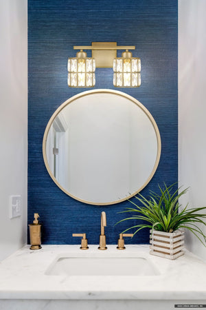 Urban Ambiance - Bath Light - UQL5400 Glam Indoor Bath Light, 8''H x 13''W x 6.25''D, Aged Brass Finish, Casselton Collection - 