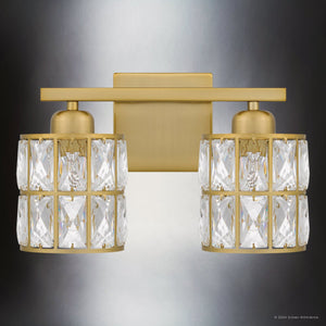 Urban Ambiance - Bath Light - UQL5400 Glam Indoor Bath Light, 8''H x 13''W x 6.25''D, Aged Brass Finish, Casselton Collection - 
