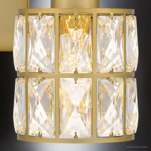 Urban Ambiance - Bath Light - UQL5400 Glam Indoor Bath Light, 8''H x 13''W x 6.25''D, Aged Brass Finish, Casselton Collection - 