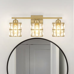 Urban Ambiance - Bath Light - UQL5401 Glam Indoor Bath Light, 8''H x 21.25''W x 6.25''D, Aged Brass Finish, Casselton Collection - 