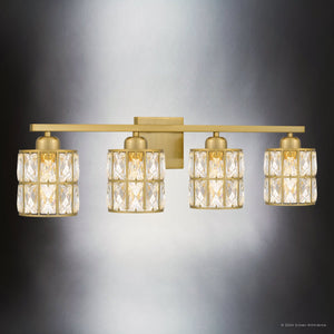Urban Ambiance - Bath Light - UQL5402 Glam Indoor Bath Light, 8''H x 29.5''W x 6.25''D, Aged Brass Finish, Casselton Collection - 