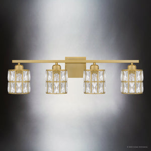 Urban Ambiance - Bath Light - UQL5402 Glam Indoor Bath Light, 8''H x 29.5''W x 6.25''D, Aged Brass Finish, Casselton Collection - 