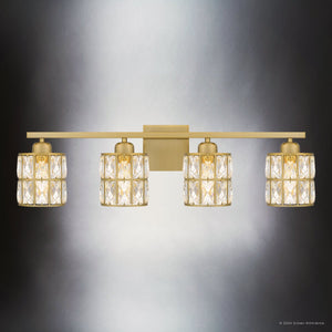 Urban Ambiance - Bath Light - UQL5402 Glam Indoor Bath Light, 8''H x 29.5''W x 6.25''D, Aged Brass Finish, Casselton Collection - 