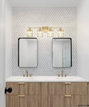 Urban Ambiance - Bath Light - UQL5402 Glam Indoor Bath Light, 8''H x 29.5''W x 6.25''D, Aged Brass Finish, Casselton Collection - 