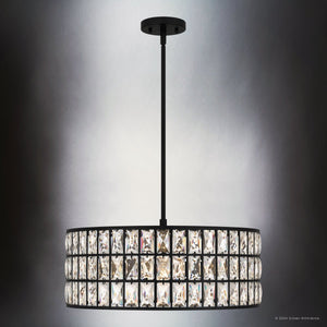 Urban Ambiance - Pendant - UQL5403 Glam Indoor Pendant, 8.75''H x 20''W x 20''D, Matte Black Finish, Casselton Collection - 