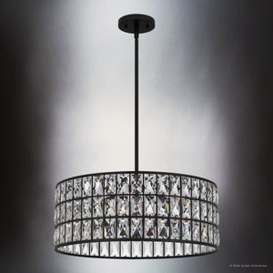Urban Ambiance - Pendant - UQL5403 Glam Indoor Pendant, 8.75''H x 20''W x 20''D, Matte Black Finish, Casselton Collection - 