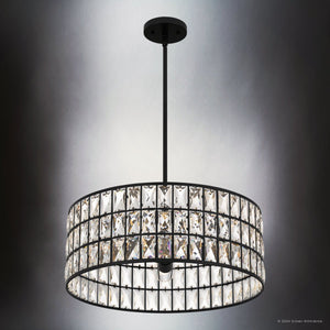 Urban Ambiance - Pendant - UQL5403 Glam Indoor Pendant, 8.75''H x 20''W x 20''D, Matte Black Finish, Casselton Collection - 